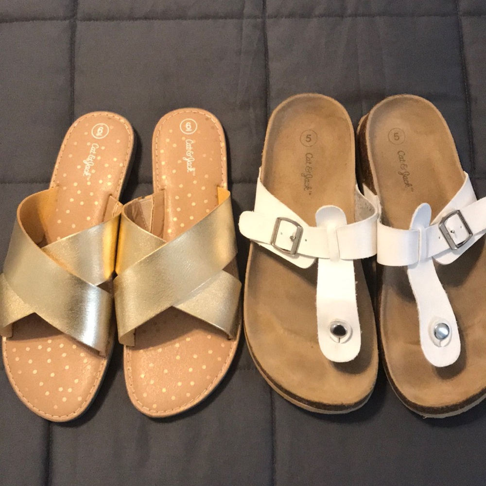 Cat and Jack Big Girl Sandals (2 pair)